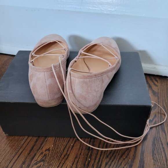 J. Crew Nude Suede Lace-up Flats (Size 6.5) - Picture 5 of 7